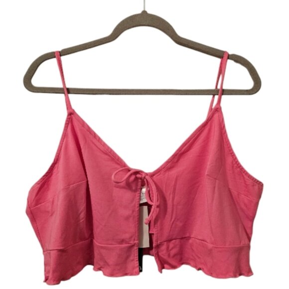 Pink Divided H&amp;M Women's Tie-Front Peplum Crop Top - Picture 1 of 8
